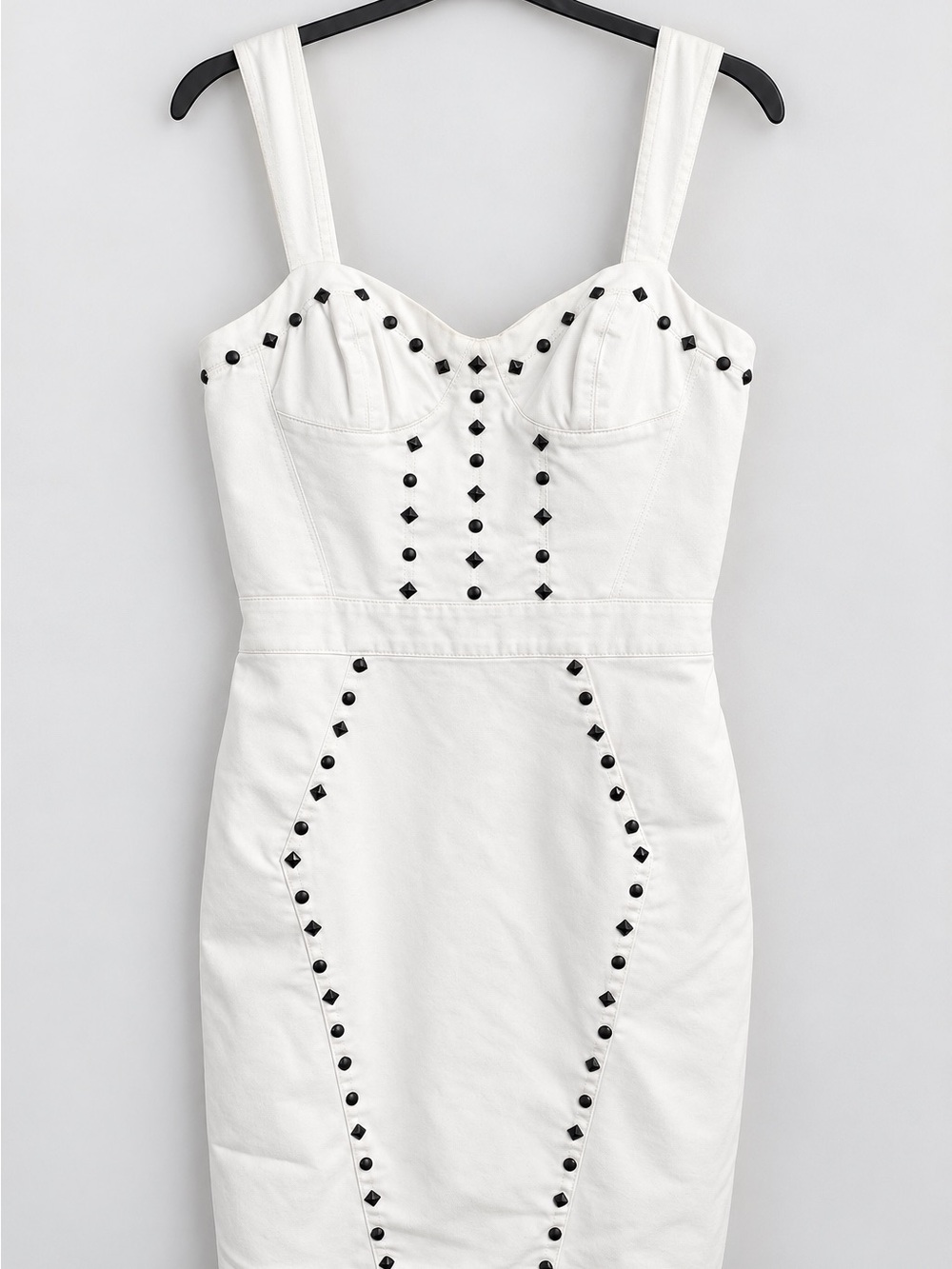 Betsey Johnson Size 4 White Studded Corset Mini Dress Y2K Punk